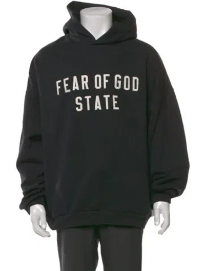 Pre-owned Essentials Graphic Print Crew Neck Hoodie In Black