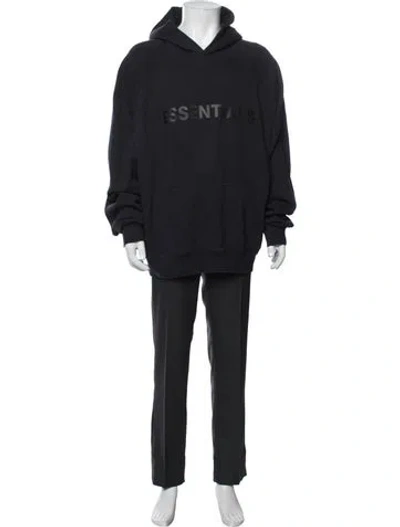 Pre-owned Essentials Graphic Print Crew Neck Hoodie In Black