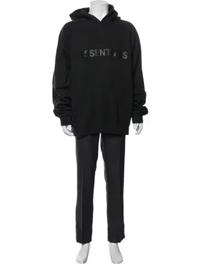 Pre-owned Essentials Graphic Print Crew Neck Hoodie In Black