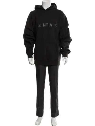 Pre-owned Essentials Graphic Print Crew Neck Hoodie In Black