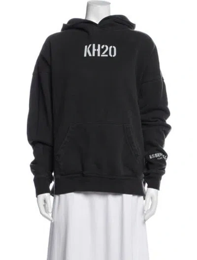 Pre-owned Essentials Graphic Print Crew Neck Hoodie In Black
