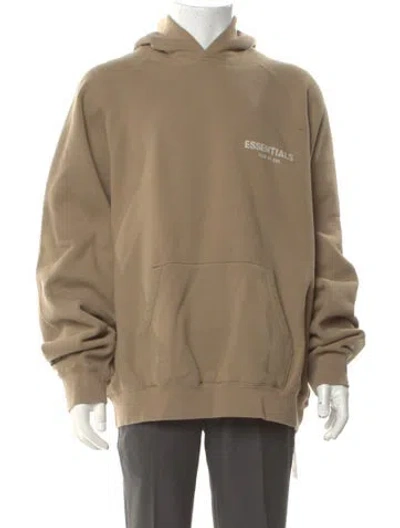 Pre-owned Essentials Graphic Print Crew Neck Hoodie In Brown
