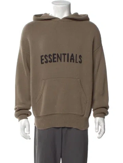Pre-owned Essentials Graphic Print Crew Neck Hoodie In Brown