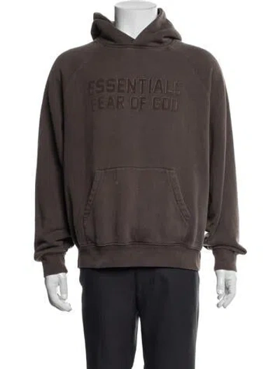 Pre-owned Essentials Graphic Print Crew Neck Hoodie In Brown