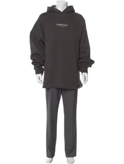 Pre-owned Essentials Graphic Print Crew Neck Hoodie In Gray