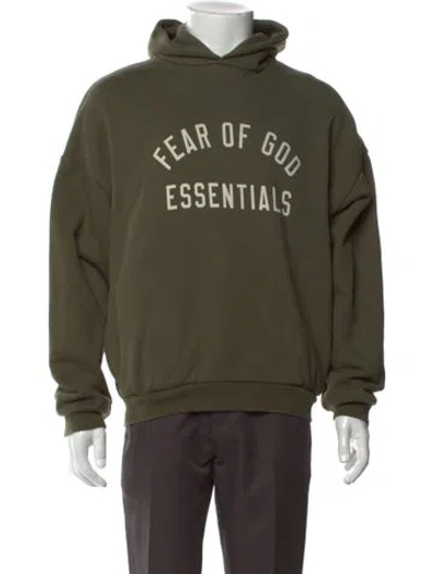 Pre-owned Essentials Graphic Print Crew Neck Hoodie In Green