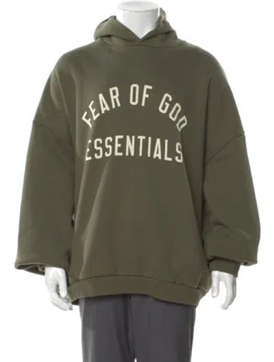 Pre-owned Essentials Graphic Print Crew Neck Hoodie In Green