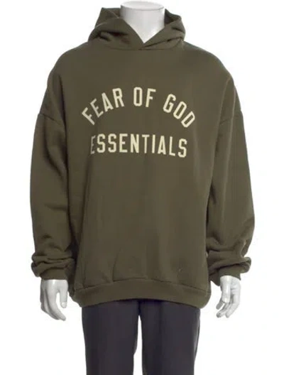 Pre-owned Essentials Graphic Print Crew Neck Hoodie In Green