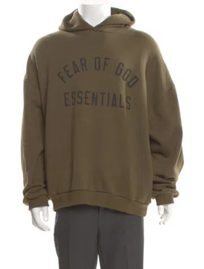 Pre-owned Essentials Graphic Print Crew Neck Hoodie In Green