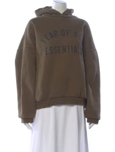 Pre-owned Essentials Graphic Print Crew Neck Hoodie In Green