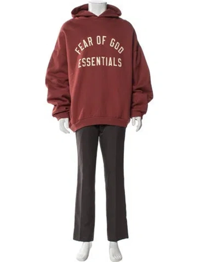 Pre-owned Essentials Graphic Print Crew Neck Hoodie In Red