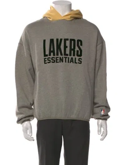 Pre-owned Essentials Graphic Print Crew Neck Hoodie W/ Tags In Black/grey/yellow