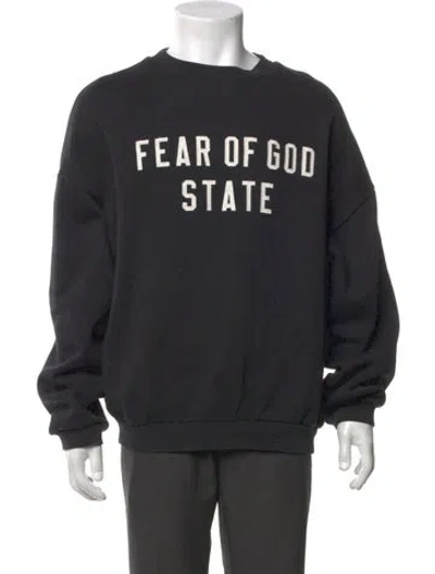Pre-owned Essentials Graphic Print Crew Neck Pullover In Black