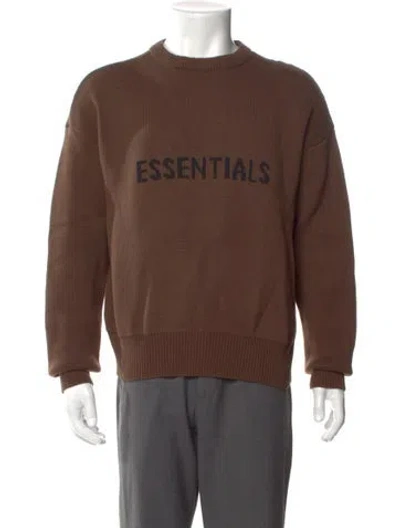 Pre-owned Essentials Graphic Print Crew Neck Pullover In Brown