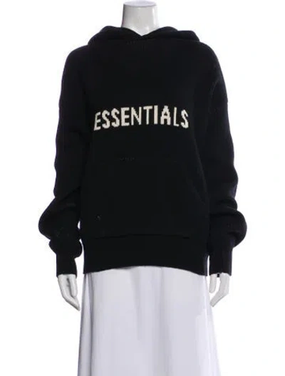 Pre-owned Essentials Graphic Print Crew Neck Sweater In Black