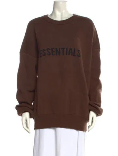 Pre-owned Essentials Graphic Print Crew Neck Sweater In Brown