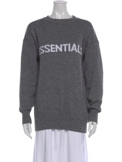 Pre-owned Essentials Graphic Print Crew Neck Sweater In Gray
