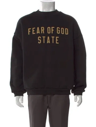 Pre-owned Essentials Graphic Print Crew Neck Sweatshirt In Black