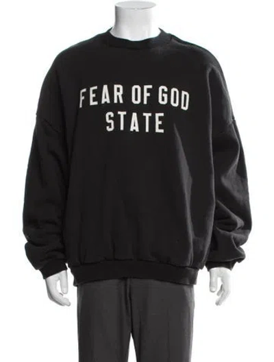 Pre-owned Essentials Graphic Print Crew Neck Sweatshirt In Black