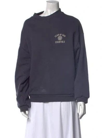 Pre-owned Essentials Graphic Print Crew Neck Sweatshirt In Blue