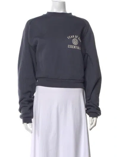 Pre-owned Essentials Graphic Print Crew Neck Sweatshirt In Blue