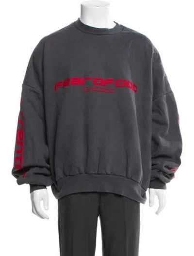 Pre-owned Essentials Graphic Print Crew Neck Sweatshirt In Gray
