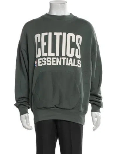Pre-owned Essentials Graphic Print Crew Neck Sweatshirt In Green