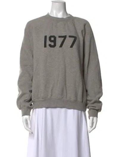 Pre-owned Essentials Graphic Print Crew Neck Sweatshirt In Grey
