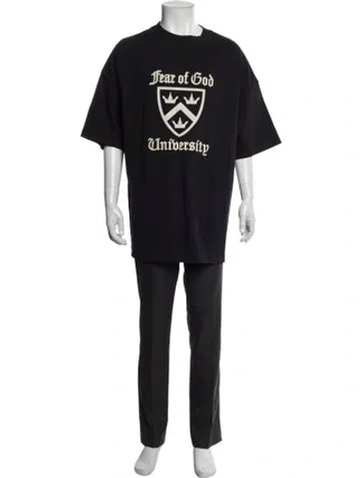 Pre-owned Essentials Graphic Print Crew Neck T-shirt In Black