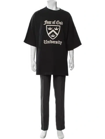 Pre-owned Essentials Graphic Print Crew Neck T-shirt In Black