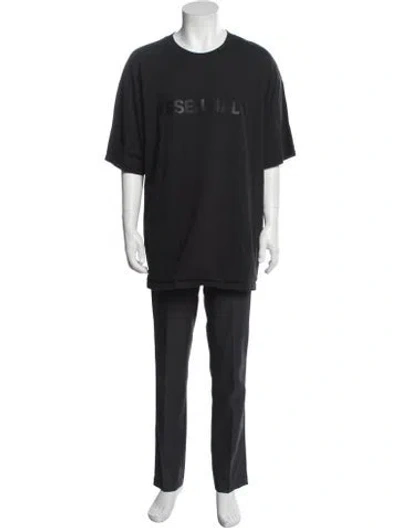 Pre-owned Essentials Graphic Print Crew Neck T-shirt In Black