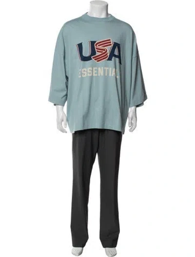 Pre-owned Essentials Graphic Print Crew Neck T-shirt In Blue