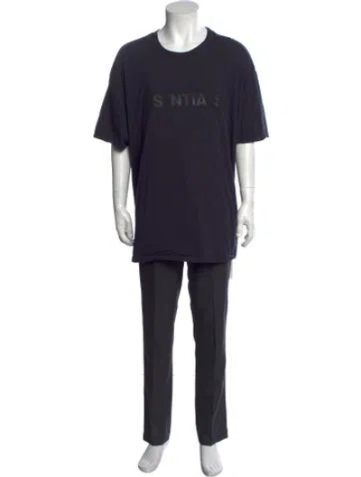 Pre-owned Essentials Graphic Print Crew Neck T-shirt In Blue
