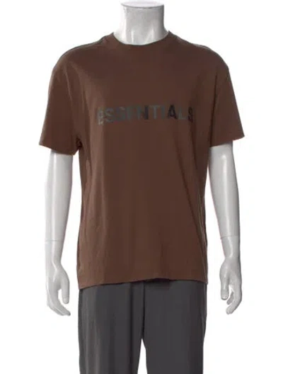 Pre-owned Essentials Graphic Print Crew Neck T-shirt In Brown