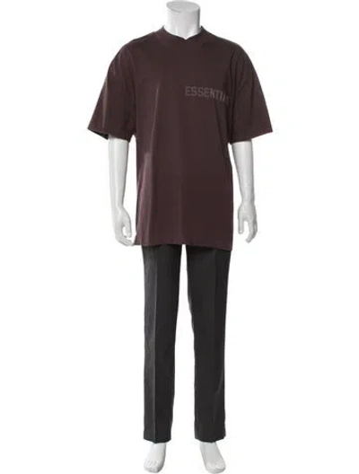 Pre-owned Essentials Graphic Print Crew Neck T-shirt In Burgundy