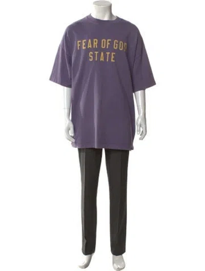 Pre-owned Essentials Graphic Print Crew Neck T-shirt In Purple