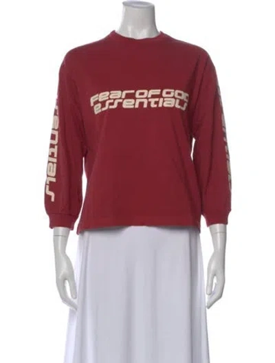 Pre-owned Essentials Graphic Print Crew Neck T-shirt In Red