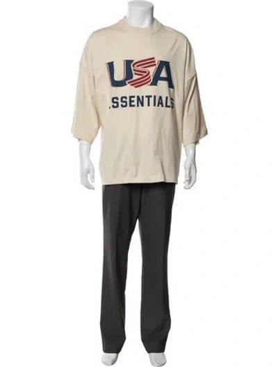 Pre-owned Essentials Graphic Print Crew Neck T-shirt In Yellow