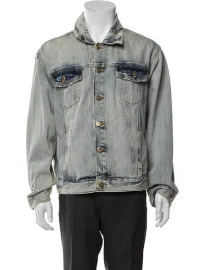 Pre-owned Essentials Graphic Print Denim Jacket In Blue