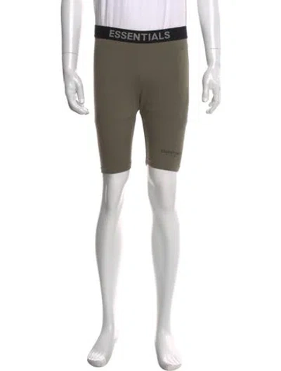 Pre-owned Essentials Graphic Print Flat Front Shorts In Green