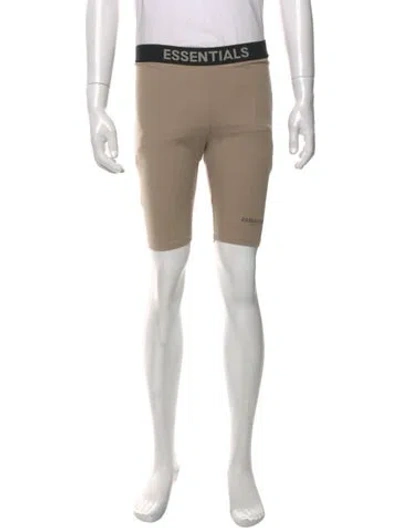 Pre-owned Essentials Graphic Print Flat Front Shorts In Neutral