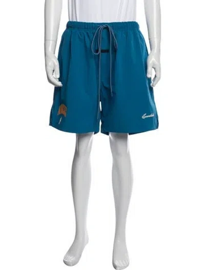 Pre-owned Essentials Graphic Print Jogger Shorts In Blue