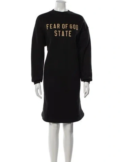 Pre-owned Essentials Graphic Print Knee-length Dress In Black