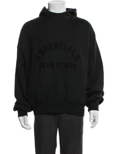 Pre-owned Essentials Graphic Print Mock Neck Hoodie In Black