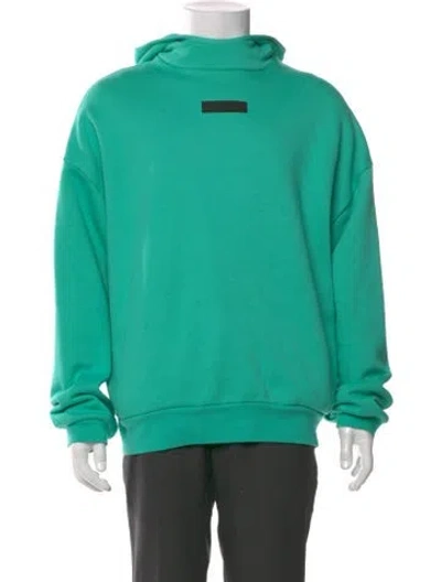 Pre-owned Essentials Graphic Print Mock Neck Hoodie In Green