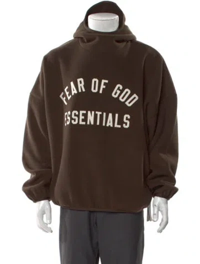Pre-owned Essentials Graphic Print Mock Neck Hoodie W/ Tags In Brown