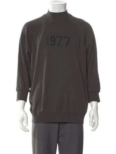 Pre-owned Essentials Graphic Print Mock Neck Pullover In Gray
