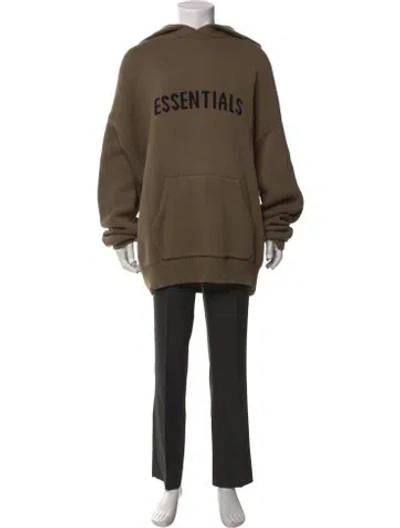 Pre-owned Essentials Graphic Print Mock Neck Pullover In Green