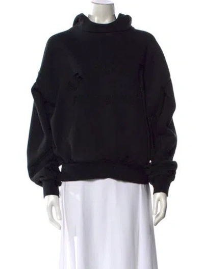 Pre-owned Essentials Graphic Print Mock Neck Sweatshirt In Black