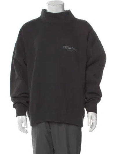 Pre-owned Essentials Graphic Print Mock Neck Sweatshirt In Black